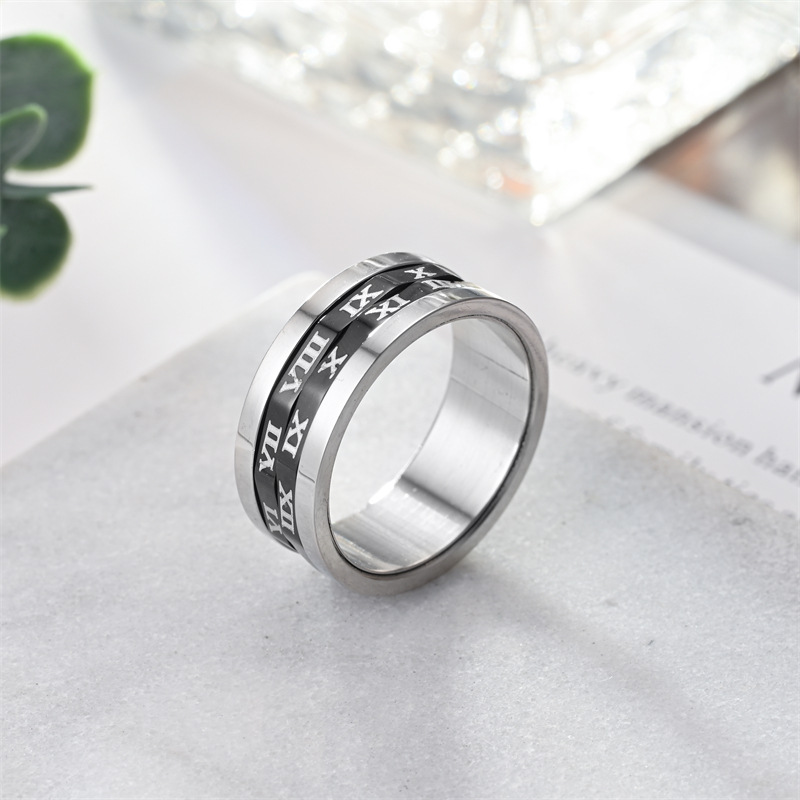 15g Weight Rings Classification 12, 6 Ring Size 1 Piece Quantity Daily, Street Occasion 304 Stainless Steel Material Roman Numeral Pattern All Seasons Season Unisex Gender Plating Design Hip-Hop, Punk Style Hip-Hop Punk Roman Numeral 304 Stainless Steel Plating Unisex Rings Men Band Rings 5