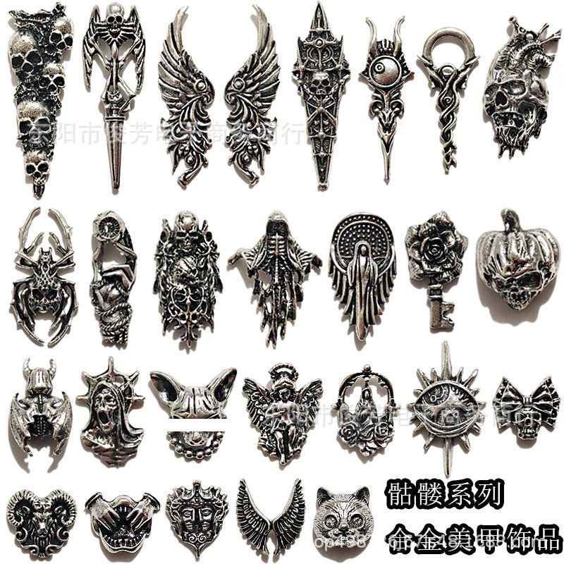 Cross-Border Halloween Series Alloy Nail Art Accessories Cross Skull Spider Pumpkin Head Nail Accessories Wholesale Cross-Border Halloween Series Alloy Nail Art Accessories Cross Skull Spider Pumpkin Head Nail Accessories Wholesale
