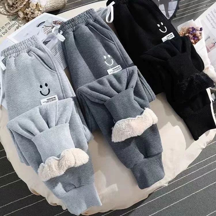 Sports winter velvet keep warm trousers for leisure, 2023 collection, oversize