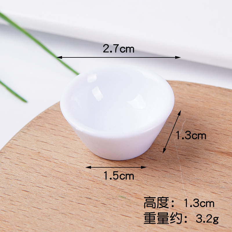 Plato pequeño de plástico blanco simulado para comida, mini plato de comida rápida, plato para bricolaje, juguete de comida, contenedor para pegamento en crema, accesorios.