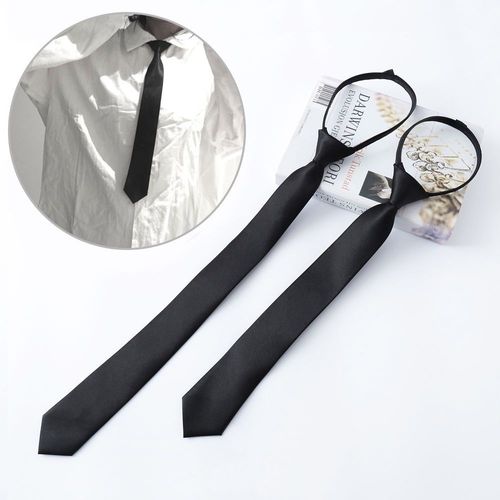 Men's Black Tie-Dye Collared Shirt with Lazy Zipper, No Need for Accessories, Korean Version Fashion JK Student College Style Short-Sleeve