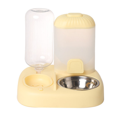 Huayuan hoopet pet bowl stainless steel double bowl automatic drinking water feeding ceramic not easy to knock over cat water bowl