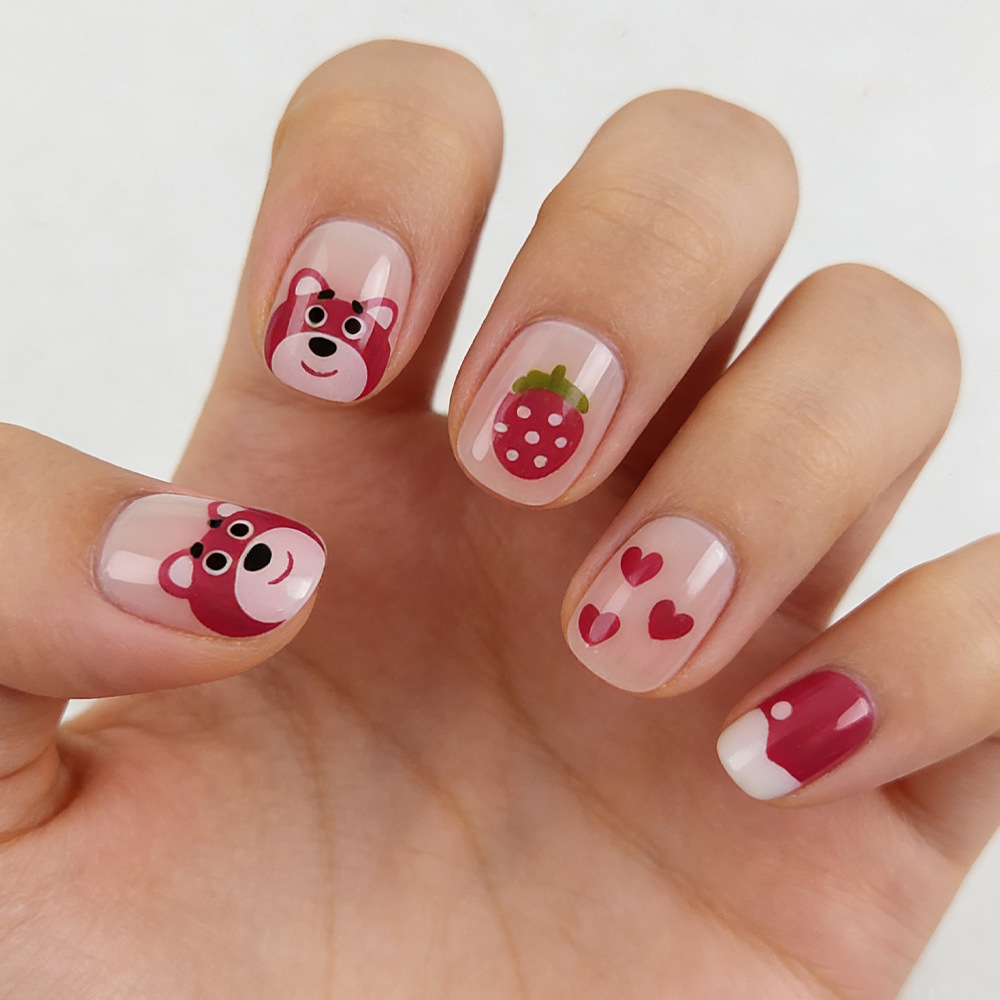 Comercio exterior dibujos de uñas europeas y estadounidenses parches de uñas dulces y frescos para vestir una sensación avanzada de arte de uñas al por mayor transfronterizo