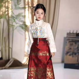 女童马面裙国风炸街明制汉服套装儿童生日小朋友古筝演出服童装服