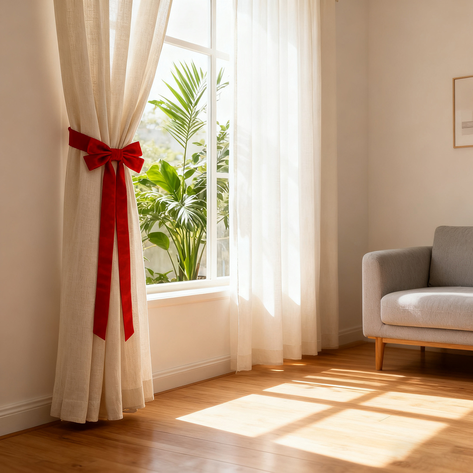 Enfeite de Natal com Laço Vermelho para Cortina, Fita Torcida, Ideal para Decoração de Festas e Eventos Natalinos_voghion.com