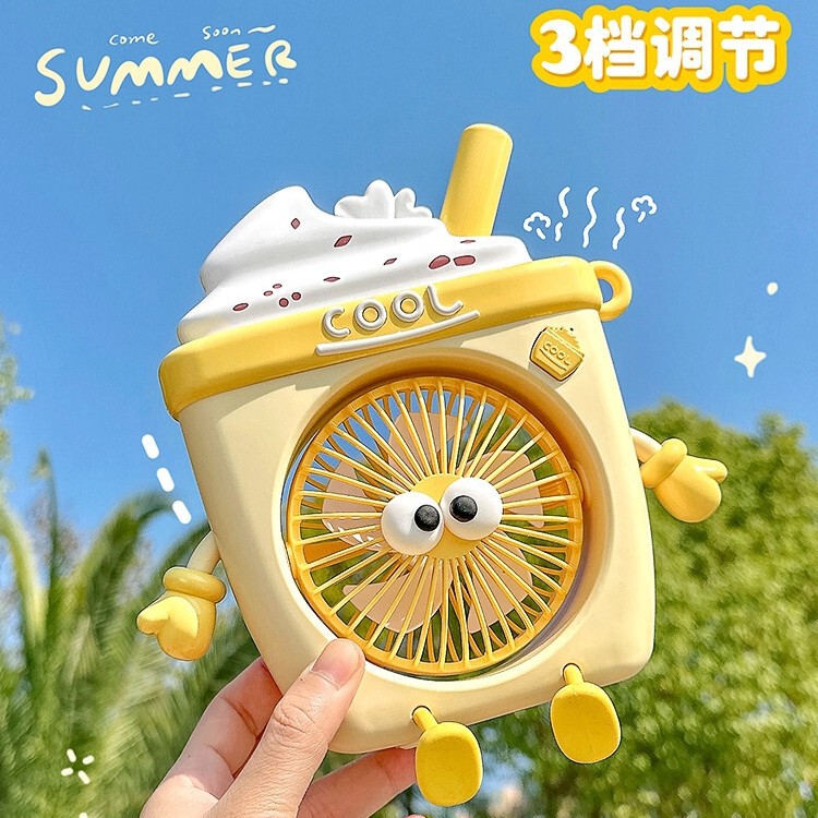 ミニファン 2025 新しいデスクトップデスクトップ学生寮オフィスポータブルかわいい漫画 USB 充電ファン|undefined