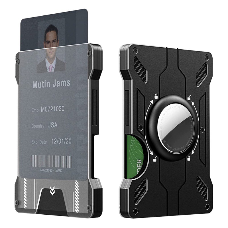 Amazon nuevo titular de la tarjeta de aleación de aluminio transparente insignia RFID metal billetera titular de la tarjeta de trabajo con la posición de la insignia