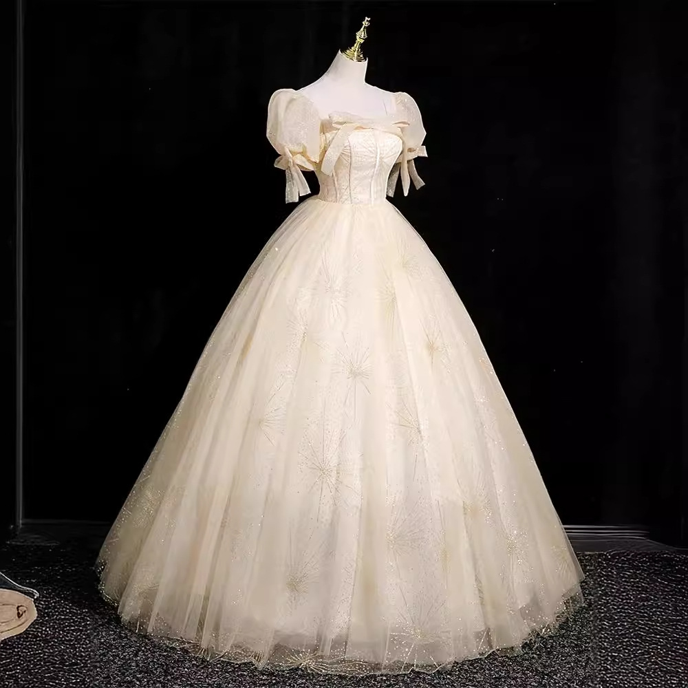 Vestido de noche de lujo ligero de gama alta nicho de música vocal examen de belleza rendimiento de la princesa en fuga de vestido de adulterio de mujer