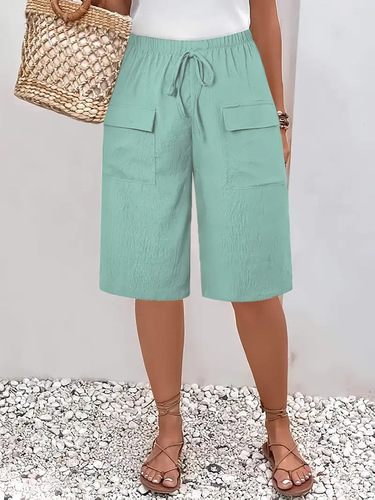 European and American Cross-border 2025 New Arrival Amazon TEMU Wish Shein Short Foreign Trade Women's Pocket Casual Cropped Pants