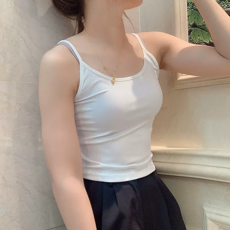 螺纹吊带背心女遮大肚腩女夏外穿修身显瘦打底衫百搭薄款上衣透气