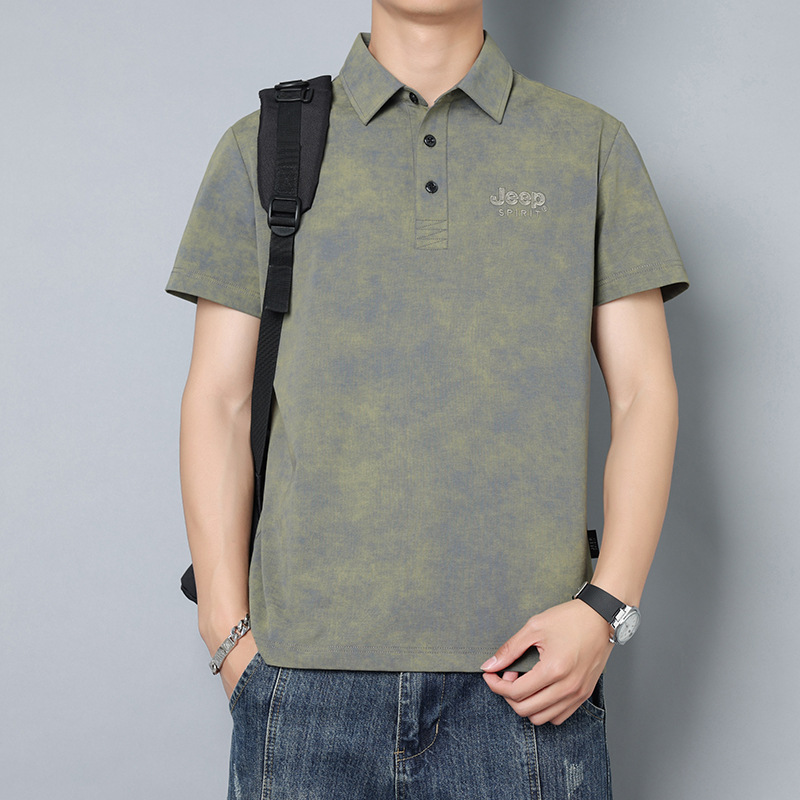 JEEP SPIRIT American Short-sleeved T-shirt Men's Summer Thin Casual Business Lel Handsome Polo Shirt Men's Clothing