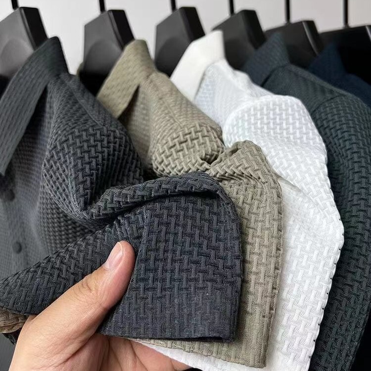 2023 Fashion Lapel Short-sleeved T-shirt Men's Summer Casual Solid Color Polo Shirt Slim-fit All-match Collar Top