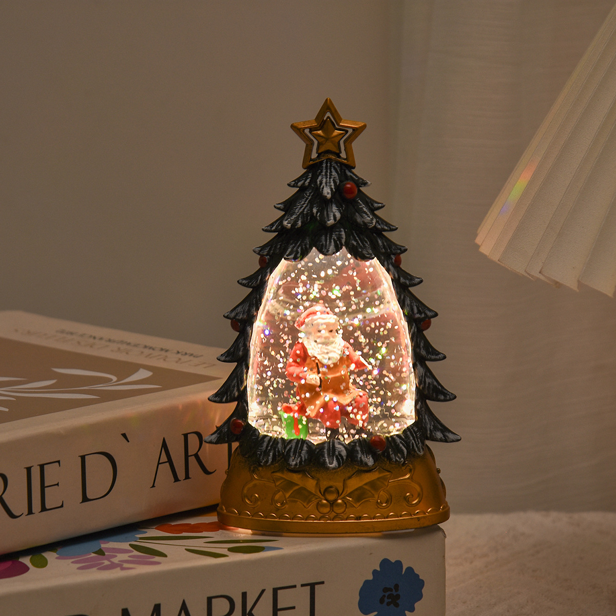 Navidad luz de vela electrónica árbol de Navidad agua vela decoración tienda escena ambiente decoración accesorios