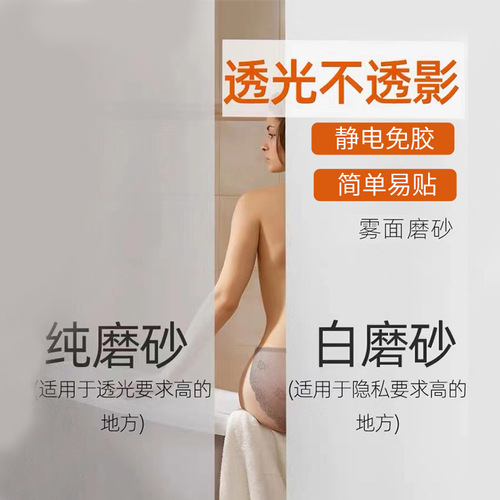 Wholesale glass film static-free adhesive office balcony window paper bathroom anti-peep film frosted glass sticker