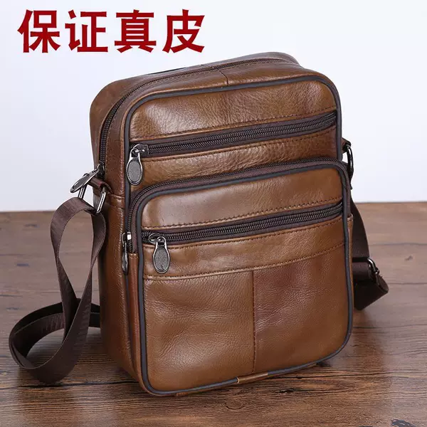 Foreign Trade Hot Selling Men's Genuine Leather Shoulder Bag Casual Fashion Crossbody Bag First Layer Cowhide Large Capacity Business Men's Bag