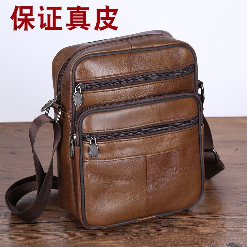 Foreign Trade Hot Selling Men's Genuine Leather Shoulder Bag Casual Fashion Crossbody Bag First Layer Cowhide Large Capacity Business Men's Bag