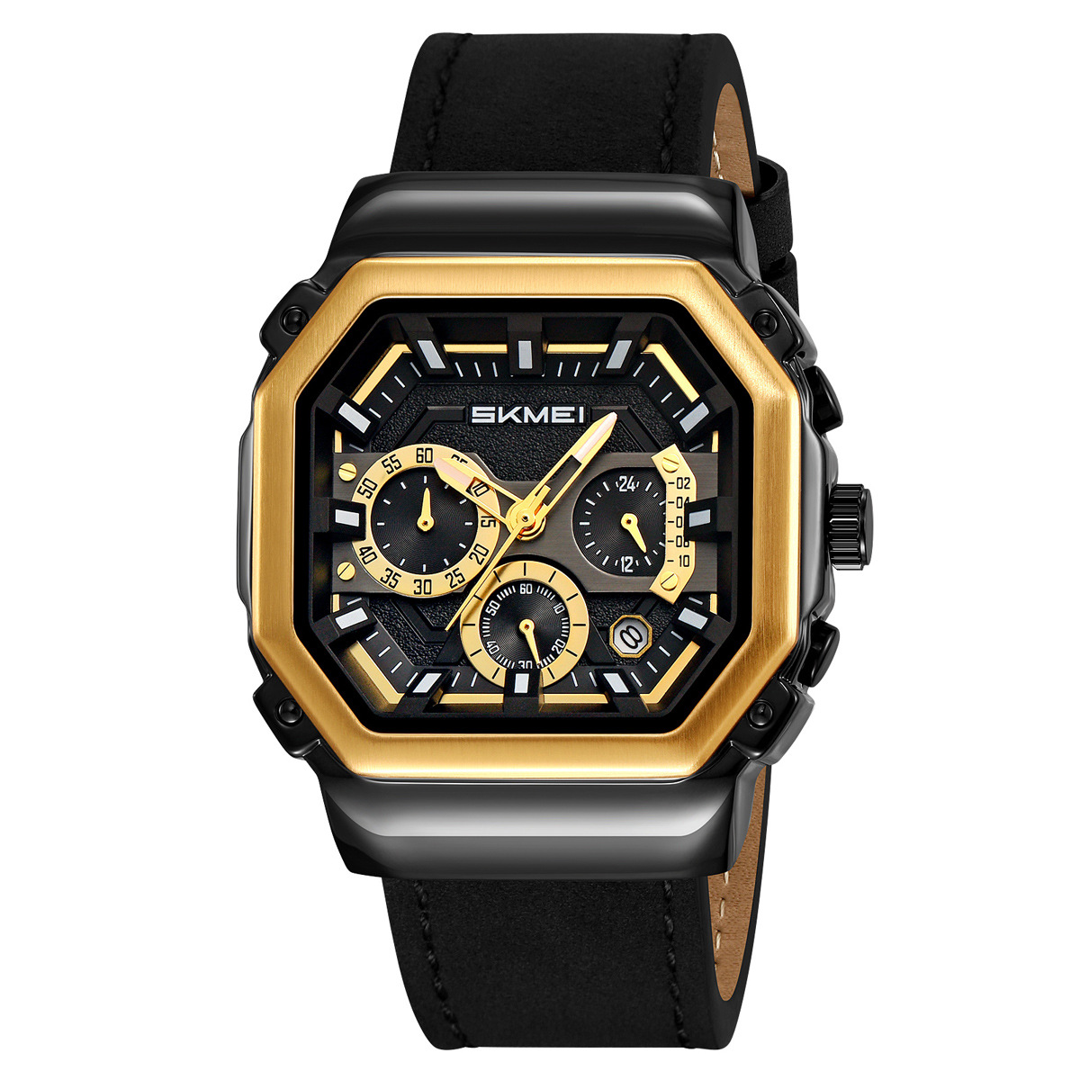 Momento de la belleza octogonal cuadrado hombre reloj de cuarzo multifuncional transfronterizo retro correa relojes de pulsera hombre fábrica al por mayor spot