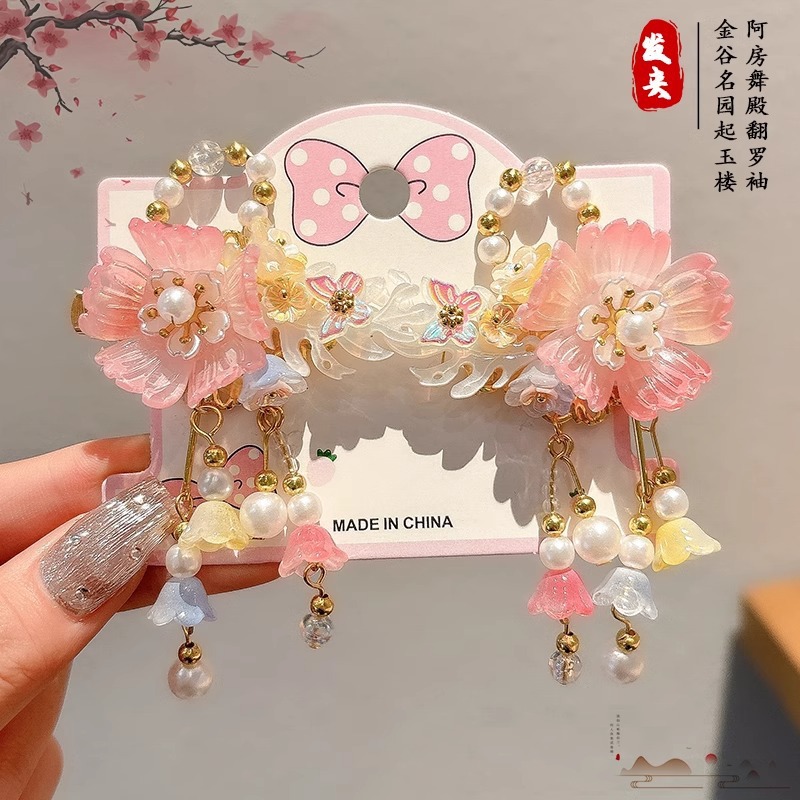 Niños mariposa bordilla clips estilo antiguo tocado de niñas flores frentes clips lateral tocado de cabello