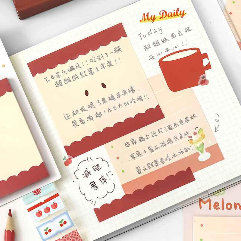 NOTE FOR Notas adhesivas Té de la tarde Serie de movimiento Cuenta manual a cuadros de sal simple Nota N