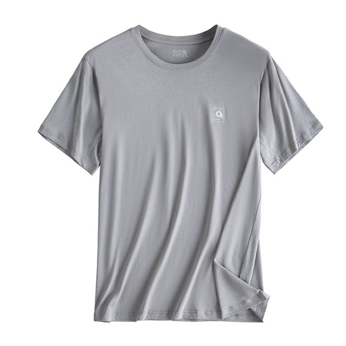 Laycel Tencel Spring and Summer Short-Sleeve T-Shirt for Men, Thin and Loose, Solid Color Half-Sleeve, Wearable as Outerwear, In Stock