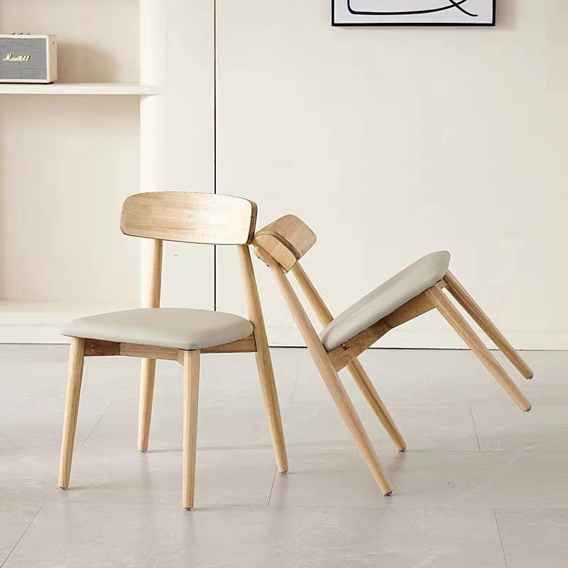 silla de comedor de madera sólida nórdica, madera casera, viento de crema, mesa de comedor moderna y simple, silla de diseño, taburete de comedor
