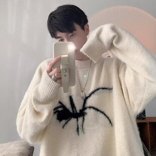 American Style Fashion Brand Original Spider Jacquard Sweater Lazy High-end Men's oversize Warm Sweater Couple's Clothes