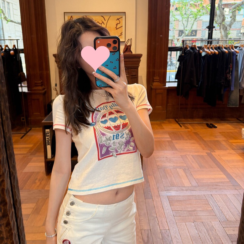 In Stock: Dailydashlucky91 Retro Color-Blocking Printed T-Shirt Top + Versatile Denim Pants