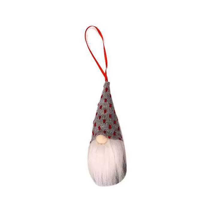 Knitted Christmas doll pendant, faceless gnome ornament, 6.4 cm, lightweight
