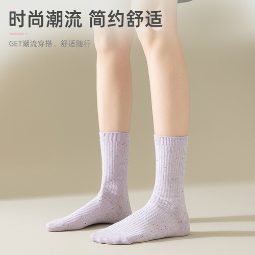 Women's New Mid-Calf Socks for Autumn/Winter, Macaron Color Scheme, Sparkling Yarn Trendy Socks, Wholesale Women's Socks