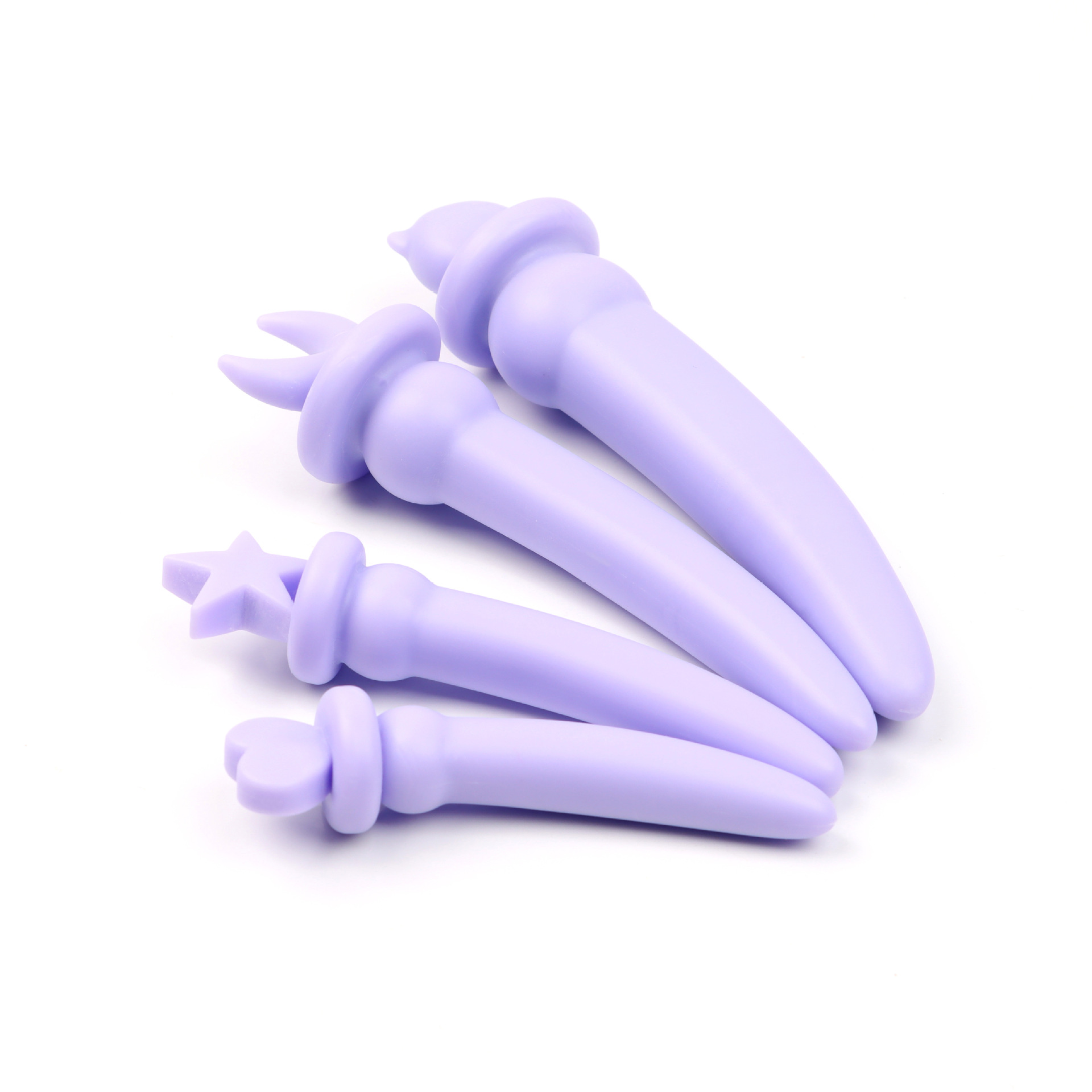 Cartoon Crescent Anal Plug, Purple Bear TPE Design, Smooth Non-Vibrating Insert — detail image 2