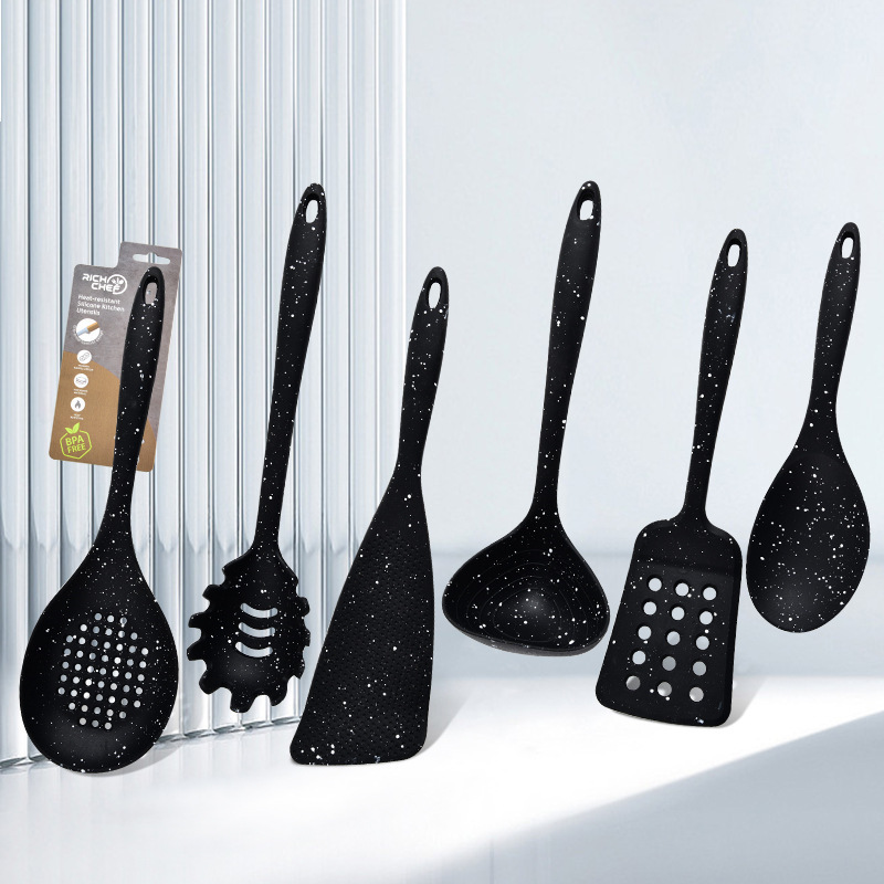 Todo incluido utensilios de cocina de silicona resistentes a altas temperaturas no pegajosos utensilios de cocina de silicona de colza de cocina de cocina de tarjeta única