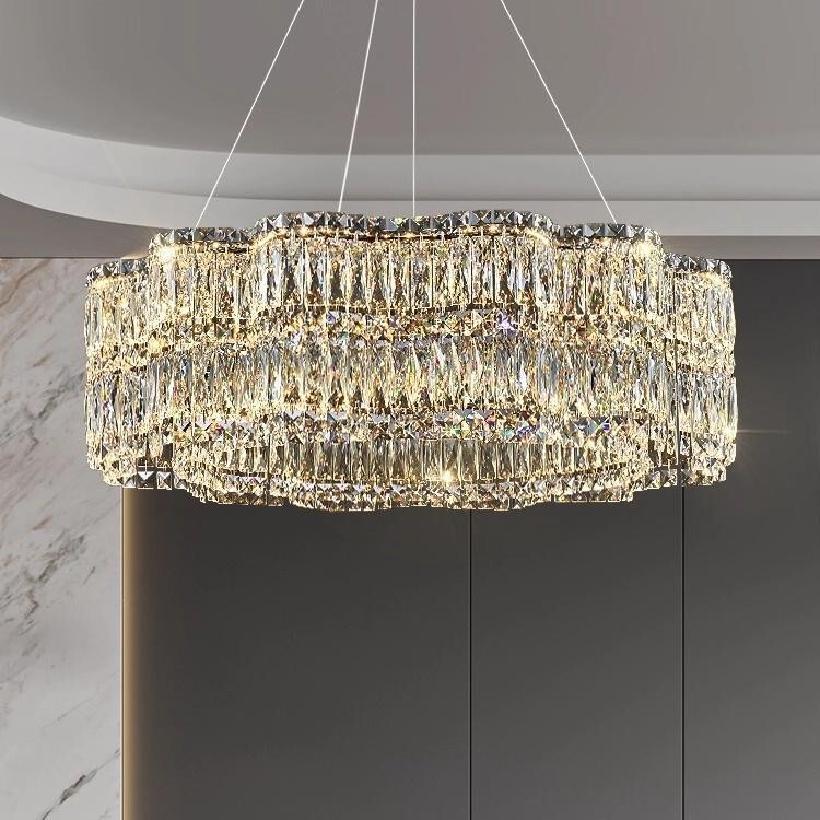 Crystal Lamp French Light Luxury Crystal Chandelier Full Spectrum Living Room Main Light Retro Atmosphere Home Dining Room Bedroom