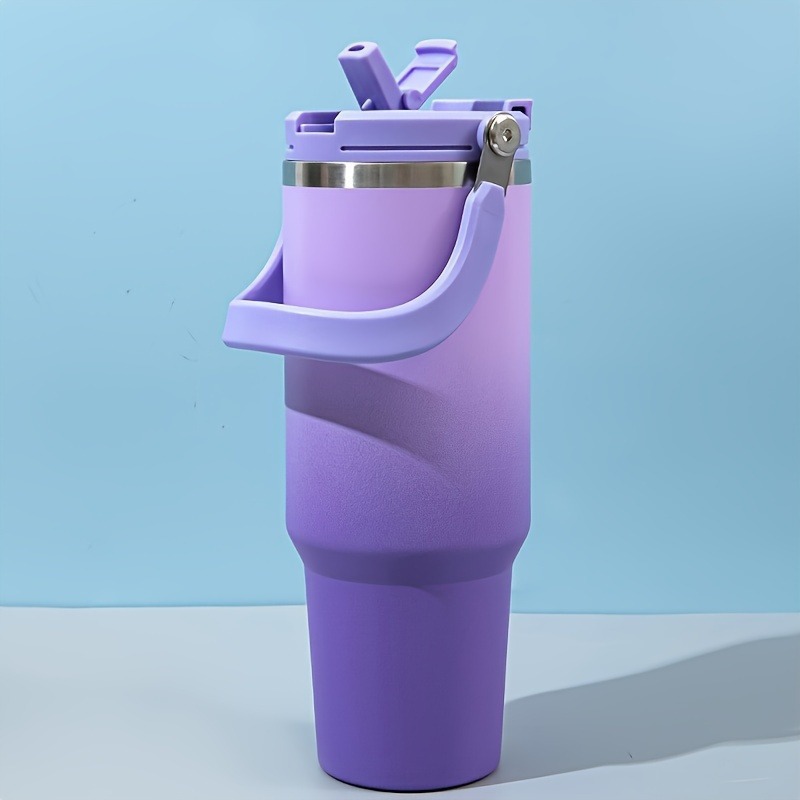 Explosión transfronteriza gradiente 30oz taza de automóvil portátil de gran capacidad con paja 304 taza de aislamiento al vacío de acero inoxidable