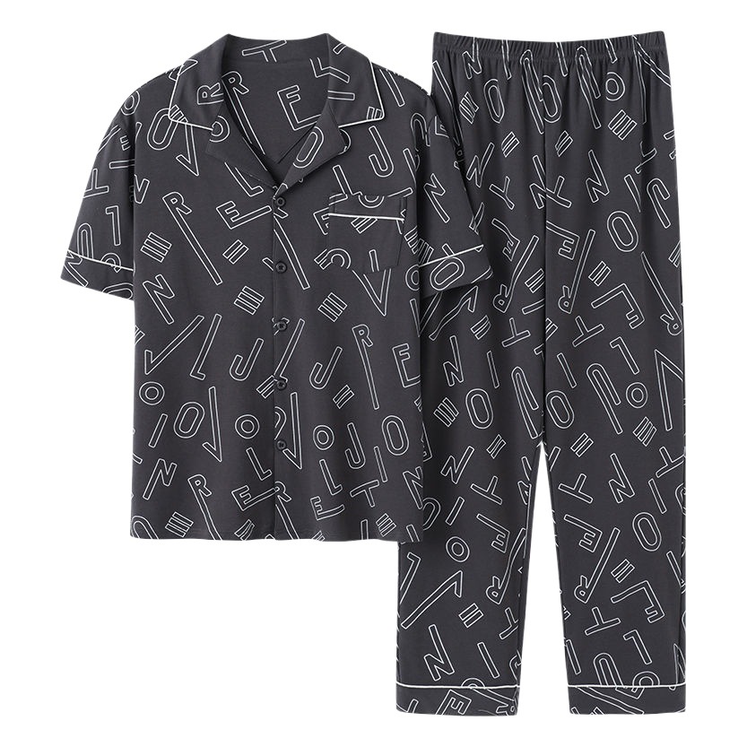 Pijamas de hombre 100% algodón pijamas de verano Pantalones de manga corta de verano ropa para el hogar traje de pijama de punto a cuadros