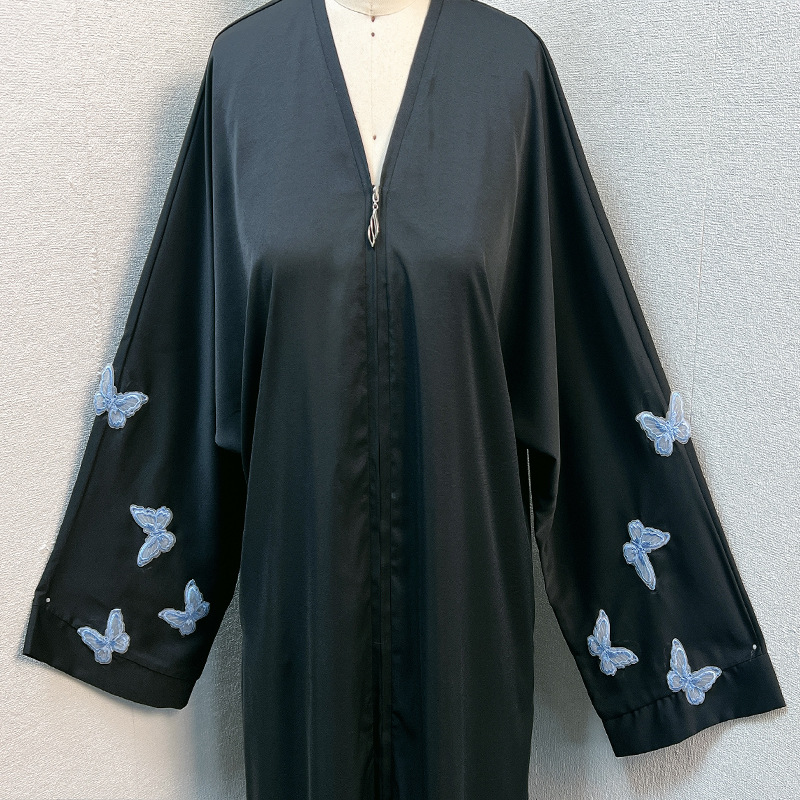 F406 Dubai Women's Embroidered Elegant Zipper Cardigan Robe In Stock Middle East Cross-border_ecoleips.com