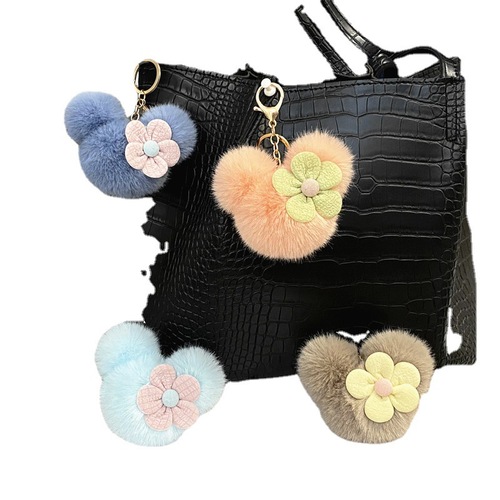 Creative Cartoon Mickey Head Keychain Cute Plush Bag Pendant Car Keychain Pendant Accessories Small Gift