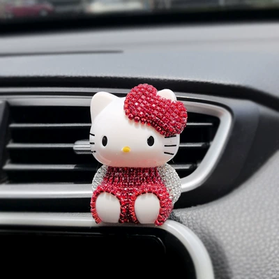 Car Perfume Ornaments Cartoon Cute: Car ornaments - red-clothes-kitten-vent