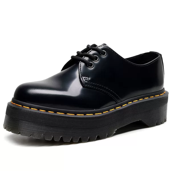 Leiyu 1461 Thick Bottom Low-top Leather Shoes 3-hole British Style Casual All-match Student Height-raising Slimming Short Boots Women 5cm