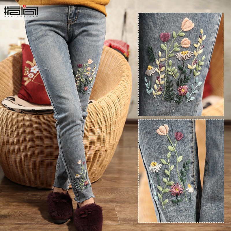 Paquete de material de bricolaje bordado a mano Lu bordado principiante autobordado pareja camiseta pantalones de manga corta regalo bordado creativo