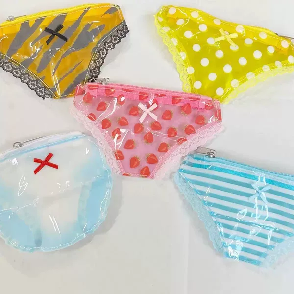 Funny Underwear Style Cosmetic Bag Japanese Style Lace Storage Bag PVC Printed Waterproof Coin Purse Card Bag Small Bag