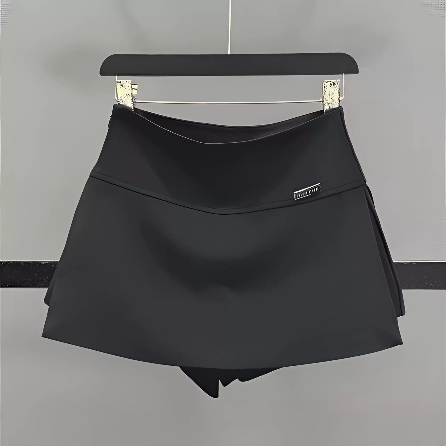 Черная юбка-костюм для женщин, весна-лето 2025, новая, высокая талия, стройнящая, модная, А-силуэта, с разрезом, закрывающая бедра, короткая юбка-кюлот