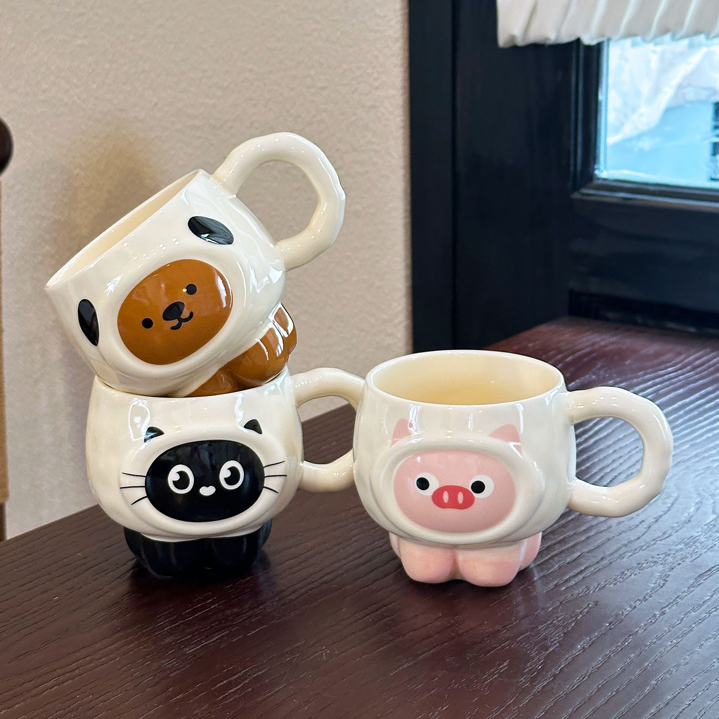 Cute ins de dibujos animados tazas de cerámica creativas tazas de café caseras tazas de cerámica de alto valor para niñas