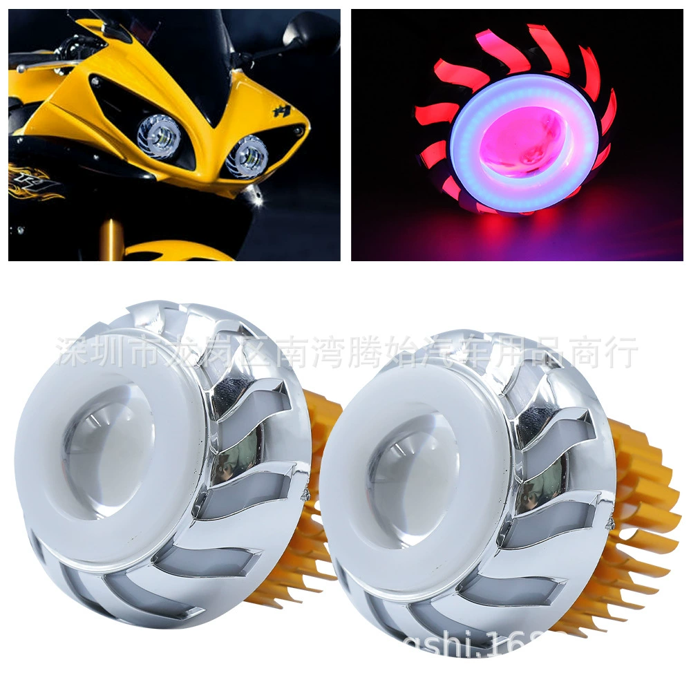 Мотоцикл фары двойные глаза ангела глаза дьявола передняя лампа 70mm объектив прожекла 2.0inch всегда светит и мигает