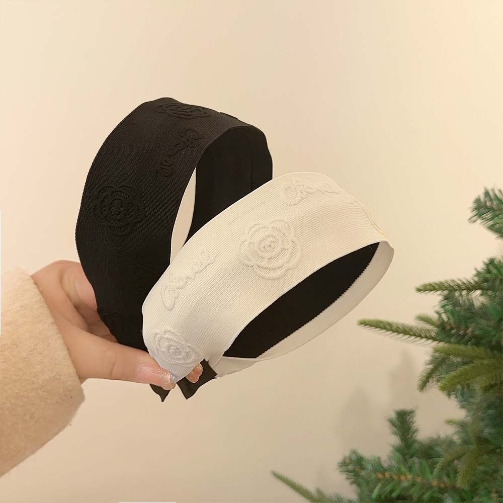 Nuevo pequeño viento de fragancia banda ancha temperamento femenino de alto grado cráneo alto lavado de cara prensado banda de cabello flores accesorios para el cabello
