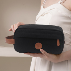 批發男士洗漱包純棉帆布簡約手提化妝包便攜化妝收納袋跨境