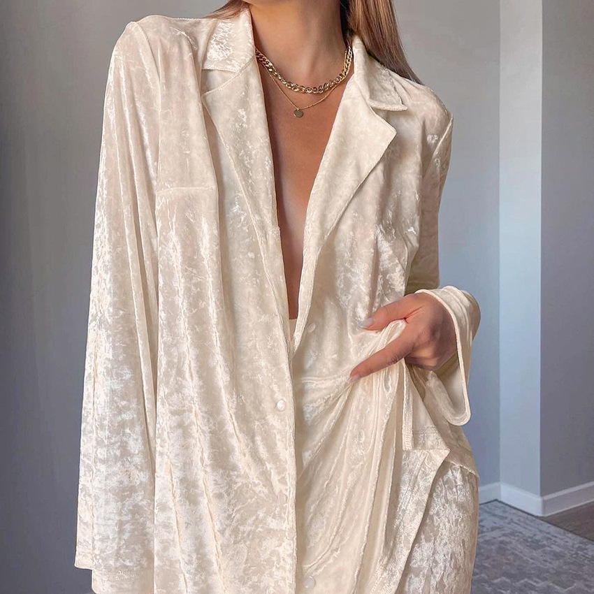 644g Weight Long Sleeve Sleeve Length Pajamas Lingerie Type Polyester Fabric Type Regular Top Length Pants Sets Sets Type 2 Pieces Set Quantity Home, Outdoor Occasion Suit Collar Neckline Breathable Function Regular Fit Fit Type Solid Color Pattern Winter, Spring, Autumn Season Women's Gender Luxurious Style Home Outdoor Women's Luxurious Solid Color Polyester Fleece Pants Sets Pajama Sets 15