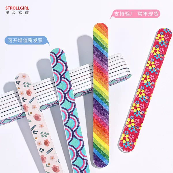Manufacturer Wholesale 2000 Free Shipping Double-Sided Printed Manicure File Polishing Sand Strip Nail File Manicure Straight File Tool