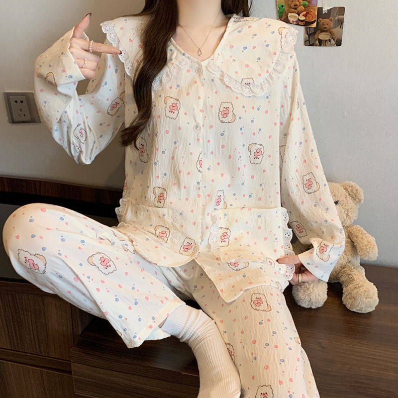 Cute Style Puppy 2026 New Cloud Cotton Pajamas Long-Sleeved Women's Set Doll Collar Lace Exquisite Home Wear