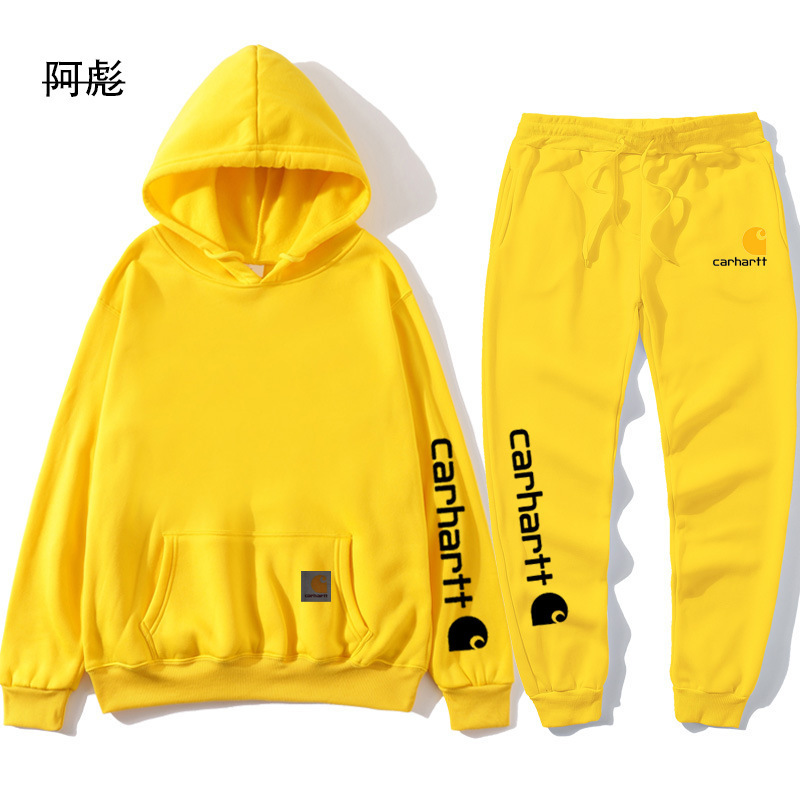 Cross-Border European and American Amazon Trendy Brand Carhartt New Mango Letter Sweatshirt Fleece-Lined Unisex Hoodie Set