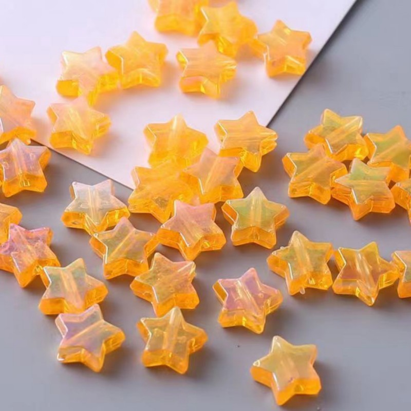亚克力珠11毫米五角星直孔电镀AB彩幻彩散珠DIY项链